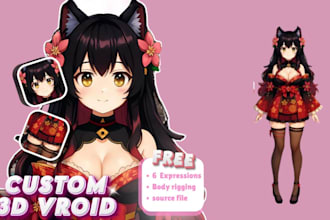 design and rig 3d vrchat fury, anime style vtuber for streamers