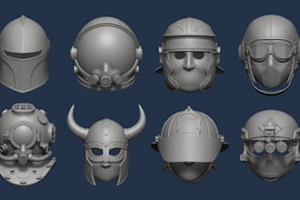 sculpt custom 3d mask model, 3d helmet cosplay mask and stl file for 3d printing