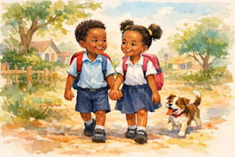 draw whimsical children story book illustration for you