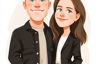 do couple caricature illustration for you