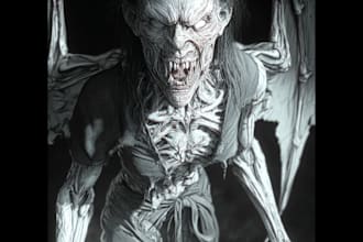 draw a horror dark art character creature illustration cover