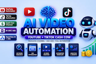 open claw ai video youtube tiktok automation faceless cash cow channel ai ugc ad
