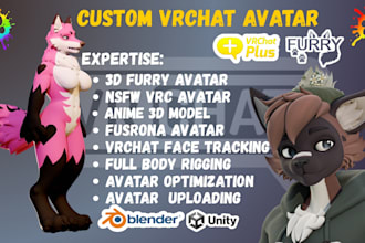 create custom vrchat avatar, furry vtuber model, nsfw vrc avatar, vrm animaze