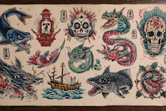 design amazing tattoo flash sheet for you