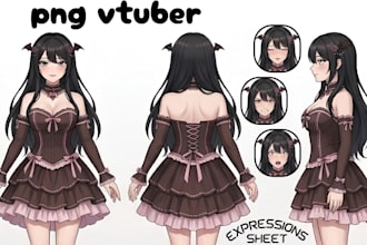 design anime pngtuber avatar for your streaming with expressions pngvtuber model