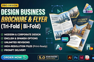 business tri fold brochure bifold flyer english spanish