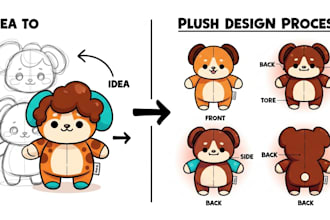 design plush sewing pattern tech pack stuffed animal reference sheet