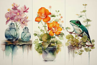 do watercolor painting of animals, botanicals, people