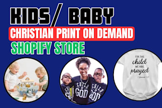 build christian faith based shopify baby print on demand clothing store