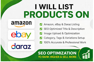 list products on amazon ebay and daraz with SEO optimization