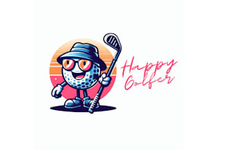 design fresh hip character golf brand logo