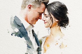 draw a couple portrait wedding portrait illustration