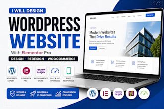 design modern wordpress website, elementor website, ecommerce website