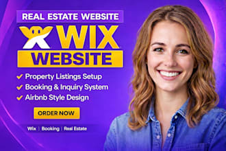 design wix real estate, airbnb website with property listing and booking system