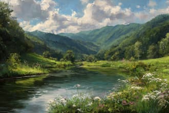 paint landscape in oil painting