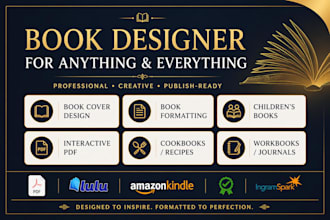 format and layout  print books, ebooks, PDF, workbooks for KDP