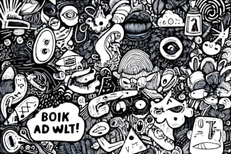 draw fun and crazy doodle art illustration in my unique style