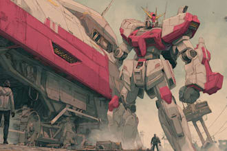create retro mecha or scifi gundam art
