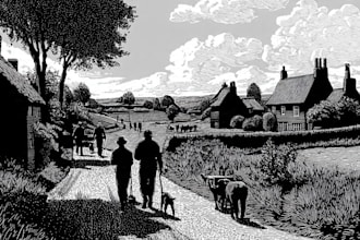 create artistic linocut illustration in engraving style