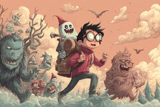 draw a full cartoon illustration