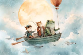 illustrate a whimsical watercolor children book cover, pages