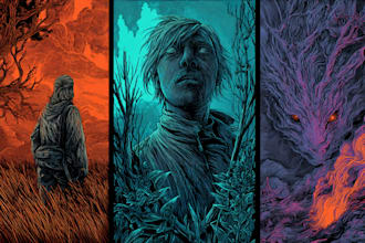 create detailed dark art illustrations for bands and merch