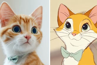 draw pet portrait into cartoon disney