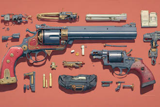 draw custom weapon gun art illustrations or concept