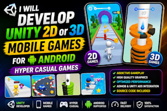 create hyper casual 2d and 3d games in unity