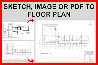 draw architectural 2d floor plan or redraw blueprint in autocad