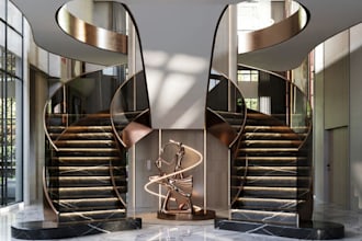 visualize modern house staircase, stairway layout, apartment interior steps plan