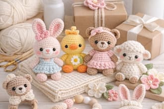 create custom crochet toys, baby toys and decor