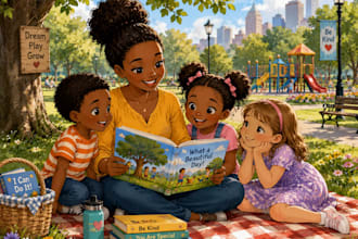 illustrate for african and american story book