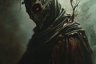 draw dark, punk, goth, horror character in comic like style