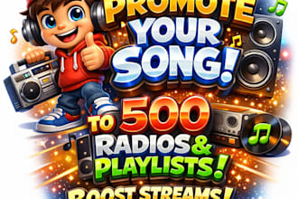 promote your song to 500 radios and playlists to boost streams