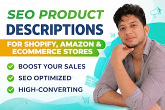 write SEO product descriptions for shopify and amazon