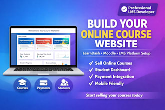 build, design and customize learndash or moodle lms elearning website
