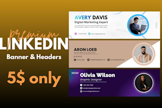 design premium linkedin banner and headers