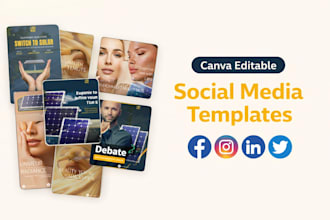 design social media posts and templates kit on canva