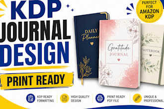 professionally notebook, journal, planner, workbook cover and pages design