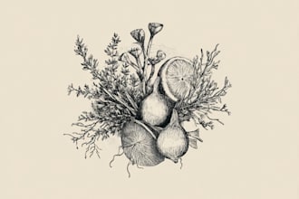 draw romantic vintage botanical art for prints branding and decor
