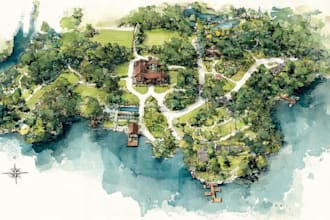 create a custom watercolor illustration of venue wedding map