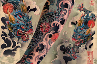 do awesome original japanese tattoo, irezumi tattoo design