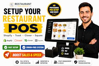 setup restaurant pos system using shopify pos toast pos clover pos square pos