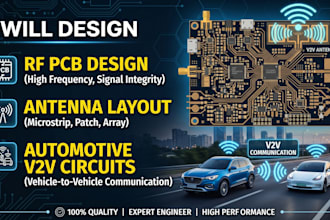 design rf pcb, antenna layout and automotive v2v communication circuit