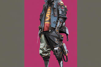 illustrate a scifi concept cyberpunk character art for you