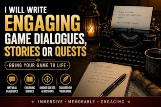write engaging game dialogue, quests and story scenes