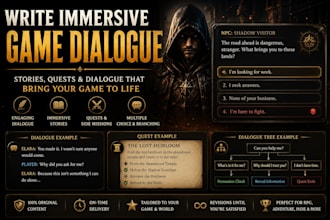 write game dialogue, story or quest for your game