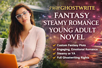 ghostwrite a fantasy steamy romance book,novel, young adult romance gm ya writer
