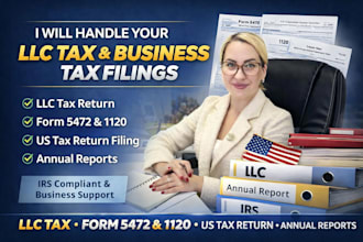 handle llc tax, form 5472, 1120, US tax return and annual report filing